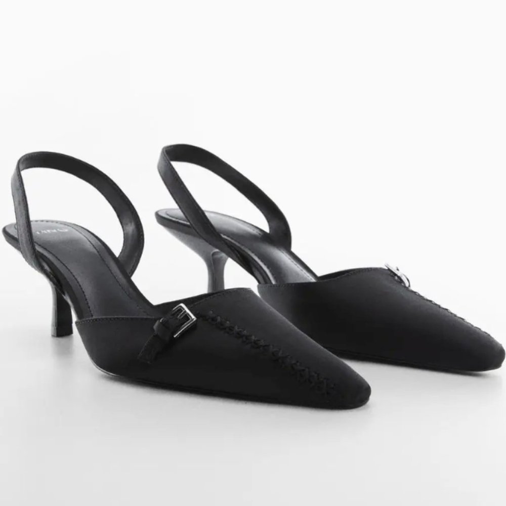 Mango Satin kitten heeled shoes 6.5
